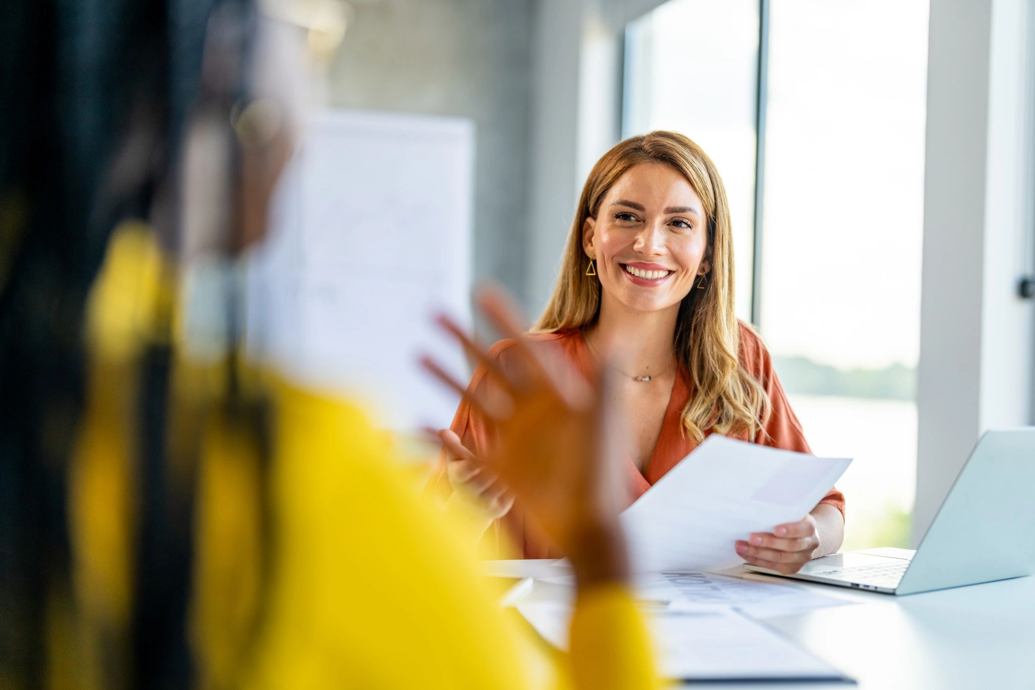 Advisor discussing options in an office setting