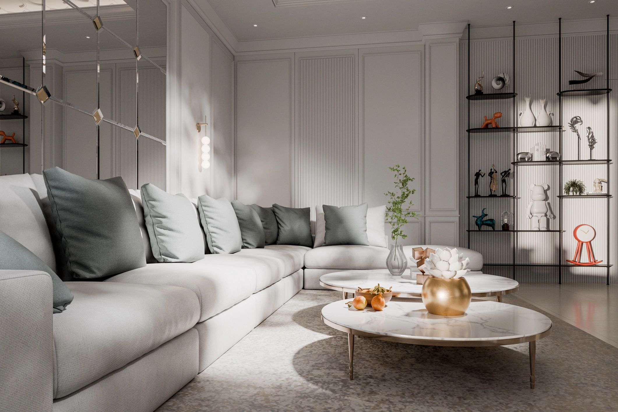 Bright, modern living room interior